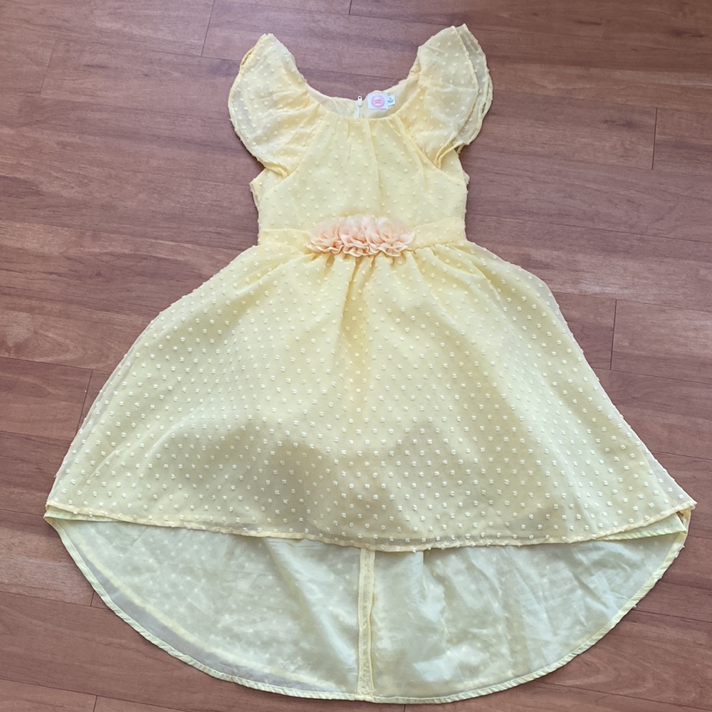 Yellow unbalanced textured sun dress
